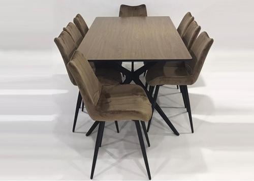 طاولة سفرة 8كرسي خشب لون بني غامق مقدم لكم من كاما