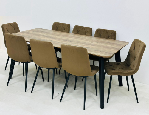 طاولة طعام مودرن 8كرسي خشب لون بني مقدم لكم من كاما