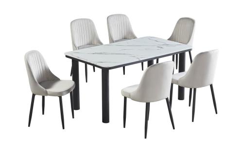 طقم طاوله طعام بديل رخام تصميم عصري لون رمادي 6 كرسي من كاما