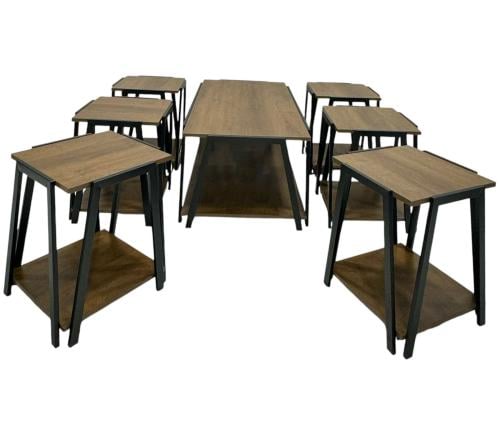 طقم طاولات خدمه 6+1 خشب لون بني مقدم لكم من كاما