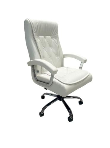 كرسي مكتبي جلد لون أبيض طبقتين فخم مقدم لكم من كاما