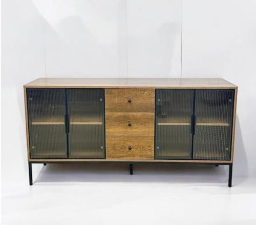 دولاب بوفيه متعدد الاغراض خشب مع زجاج لون بني مقاس 180سم مقدم لكم من كاما