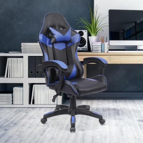 كرسي العاب قيمنج بظهر مرتفع لون أسود * أزرق مصنوع من الجلد الصناعي، بتصميم مريح لدعم اسفل الظهر مزود بمسند راس وذراع مريح مقدم لكم من كاما