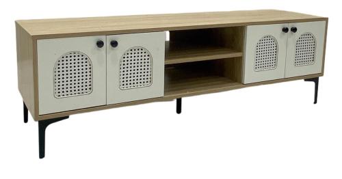 طاولة بلازما بتصميم حديث خشب ورتان لون خشبي*أبيض مقاس 180 من كاما