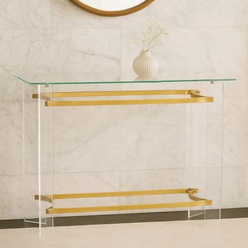 مدخل استقبال اكريليك - ذهبي - 80x40x120سم