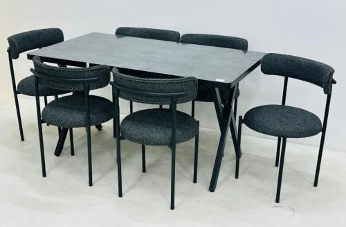 طقم طاولة طعام مستطيل خشب 6كرسي لون رمادي من كاما