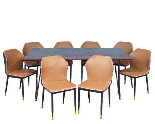 طقم طاوله طعام خشب لون بني8 كرسي من كاما