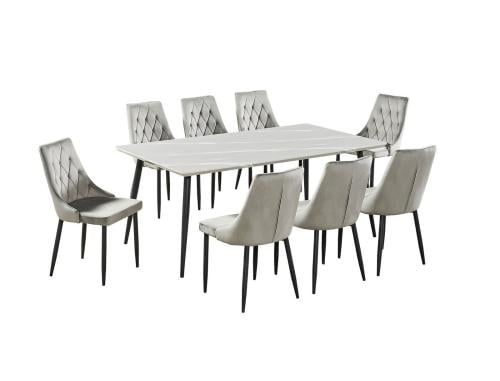 طقم طاوله طعام بديل رخام انيقة لون رمادي 8 كرسي من كاما