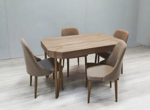 طقم طاوله طعام خشب تصميم حديث لون بيج 4 كرسي من كاما