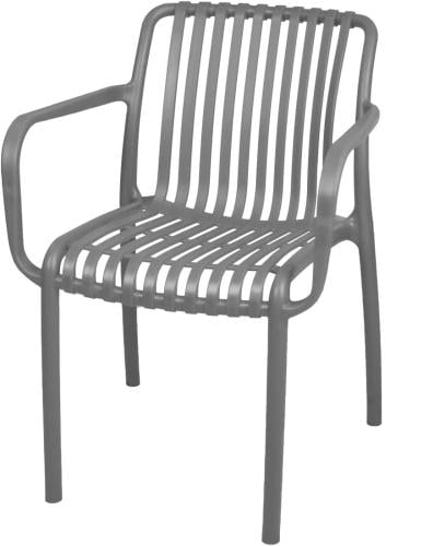 كرسي بلاستيك بذراعين وارجل لون رمادي مقدم لكم من كاما