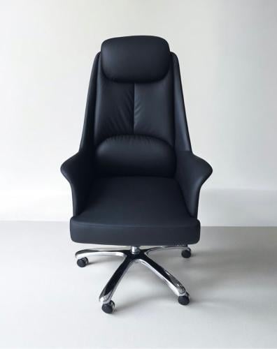 كرسي مكتب ظهر عالي جلد لون اسود مقدم من كاما