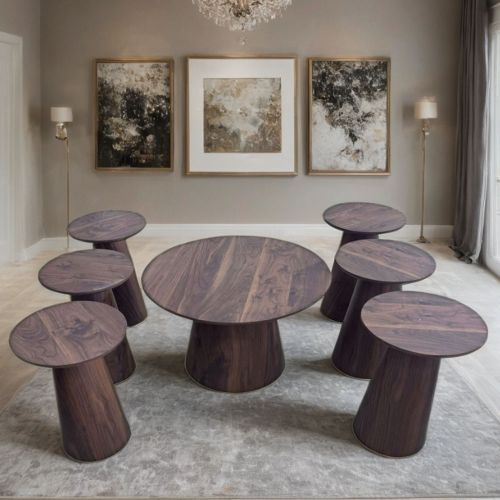 طقم طاولات كنب خشب لون بني تصميم حديث من كاما