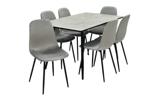 طاولة طعام 6 كرسي لون رمادي مقدم لكم من كاما