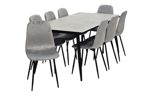 طاولة طعام 8 كرسي لون رمادي مقدم لكم من كاما