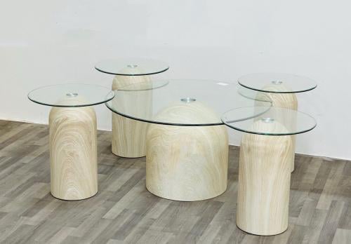 طقم طاولة كاريس دائري لون بيج من كاما