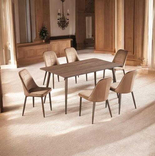 طقم طاوله طعام خشب تصميم عصري لون بني6 كرسي من كاما