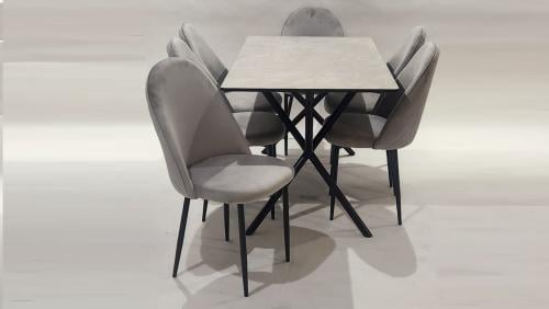 طاولة طعام خشب 6 كرسي لون رمادي مقدمة لكم من كاما