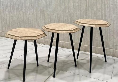 طقم طاولة مدرج كلاسيك لون خشبي من كاما