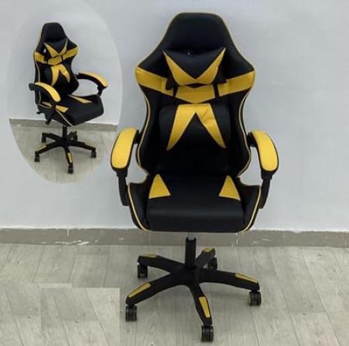 كرسي العاب قيمنج بظهر مرتفع لون أسود  اصفر
