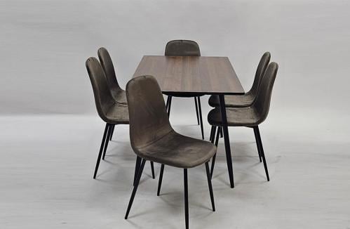 طقم طاوله طعام خشب مودرن لون بني6كرسي من كاما