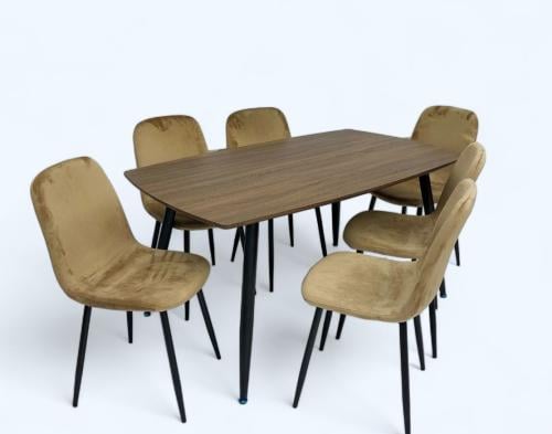 طاولة طعام مودرن6 كرسي لون بني مقدم لكم من كاما