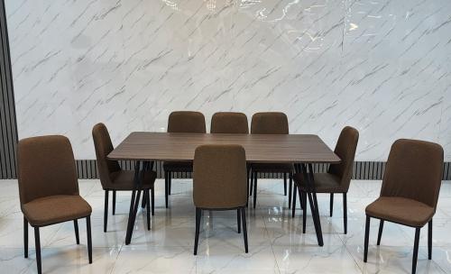 طقم طاوله طعام خشب لون بني8 كرسي من كاما