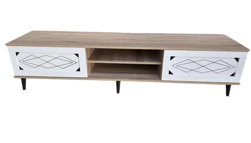 طاولة بلازما ماليزي لون خشبي وأبيض مقاس 200 سم من كاما