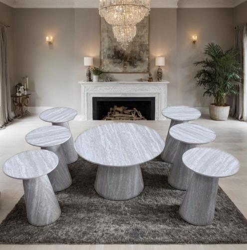 طقم طاولات كنب خشب لون رمادي تصميم حديث من كاما