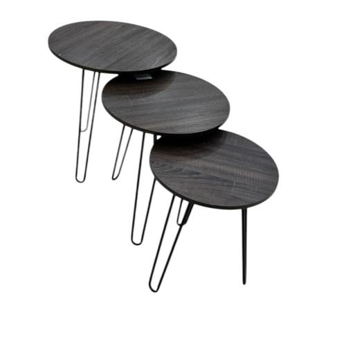 طقم طاولات شاي ثلاثي بني غامق C-EY-06