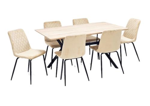 طاولة طعام 6كرسي بتصميم مميز لون بيج من كاما