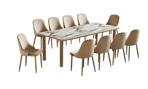 طقم طاوله طعام بديل رخام عصري لون بيج10 كرسي من كاما