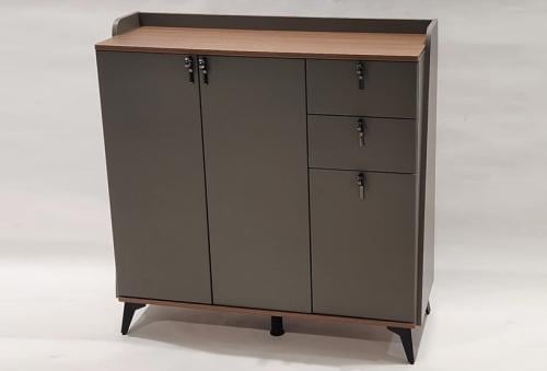 خزانة أحذية 3 أبواب بـ ادراج لون بني* رمادي مقدمة لكم من كاما