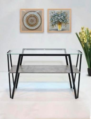 مدخل استقبال خشب مع زجاج لون رمادي من كاما