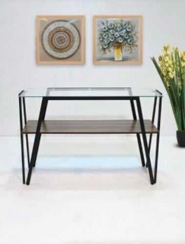 مدخل استقبال خشب مع زجاج لون بني من كاما