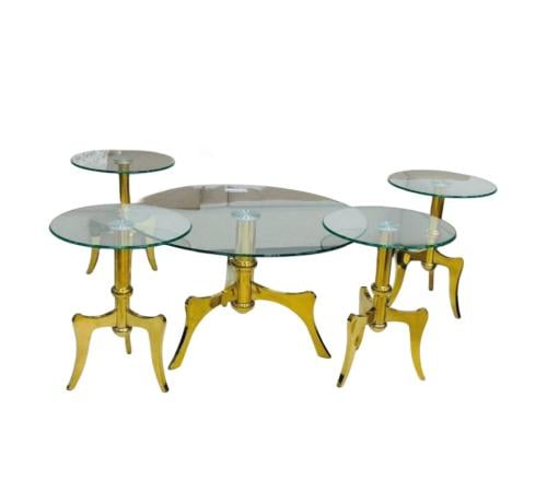 طقم طاولات قزاز ذهبي 5 قطع فاخر بتصميم راقي من كاما