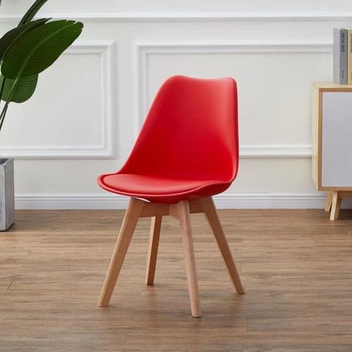 كرسي كاما فيبر احمر مبطن ارجل خشب C-D-821B red