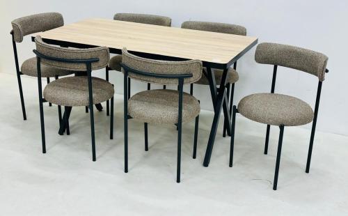 طقم طاولة طعام مستطيل خشب 6كرسي لون بيج من كاما