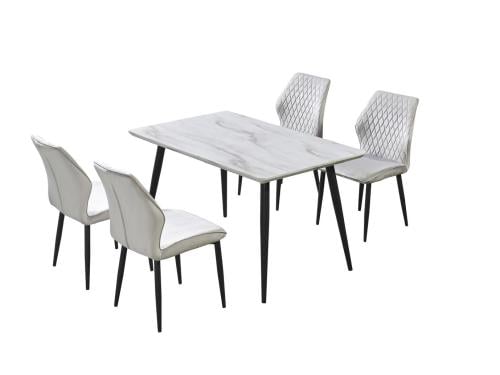 طقم طاوله طعام بخشب تصميم عصري لون رمادي4 كرسي من كاما