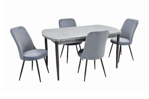 طاولة طعام خشب مع 4 كراسي مخمل لون رمادي مقدم لكم من كاما