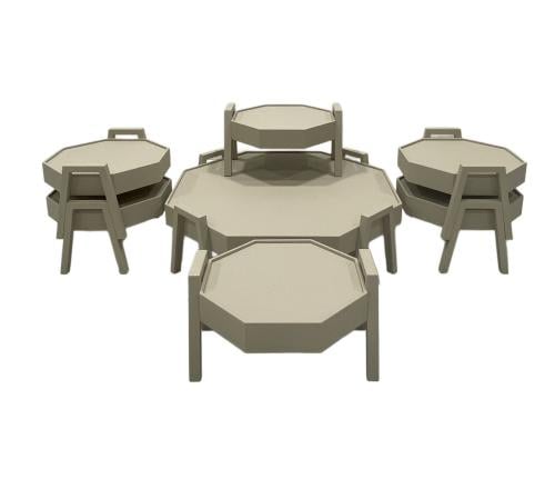 طقم طاولات ارضية بشكل دائري لون خشبي  5 قطع من كاما