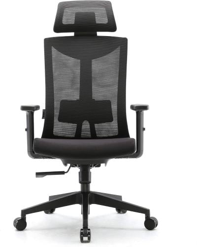 كرسي شبك لون اسود متحرك ومساند للذراعين وداعم للراس مقدم لكم من كاما