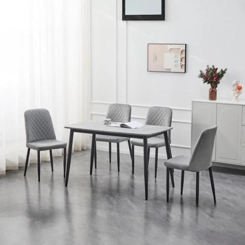 طقم طاوله طعام خشب تصميم مودرن لون رمادي 4 كرسي من كاما