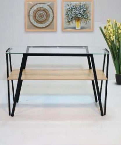 مدخل استقبال خشب مع زجاج لون خشبي من كاما