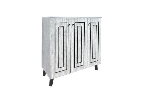 دولاب أحذية خشب مودرن رمادي 3باب من كاما – تصميم عصري أنيق