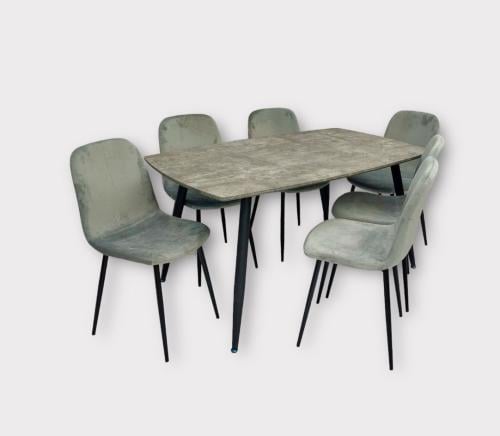 طاولة طعام مودرن 6 كرسي لون رمادي مقدم لكم من كاما