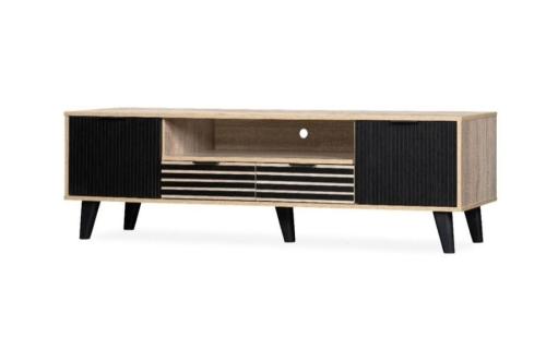 طاولة تلفزيون لون خشبي وأسود مقاس 160 سم من كاما