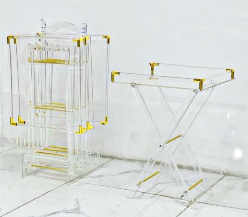 طقم طاولات أكريليك متداخلة  شفاف،عصري، موفر للمساحة (4 قطع) | من كاما