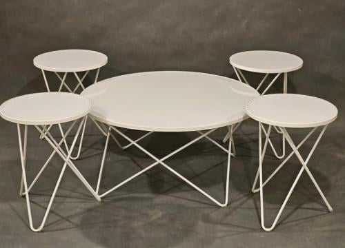 طقم طاولات خدمة متعدد الاستخدام خشب 5 قطع لون أبيض مقدمة لكم من كاما