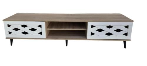 طاولة بلازما مودرن ماليزي خشبي وأبيض مقاس 140 سم من كاما