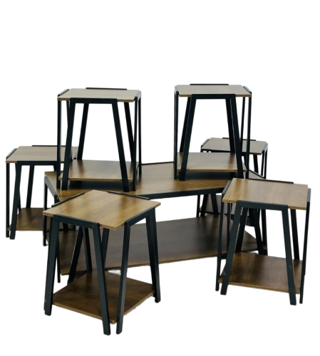 طقم طاولات خدمه كلاسيك 6+1 لون بني عسلي مقدم لكم من كاما